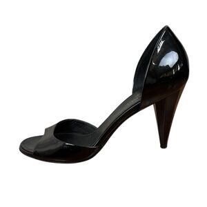 Chanel Vintage Patent Leather D'Orsay Open-Toe Heels CC Logo Heel Size 37.5